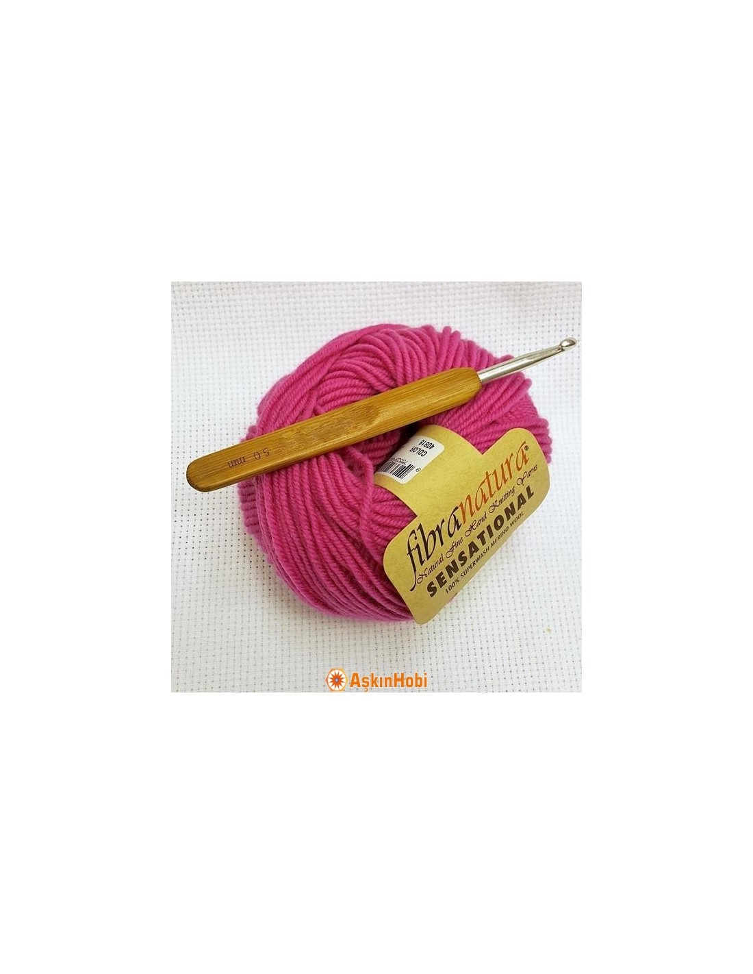 Bamboo-handled aluminum crochet 5.00mm