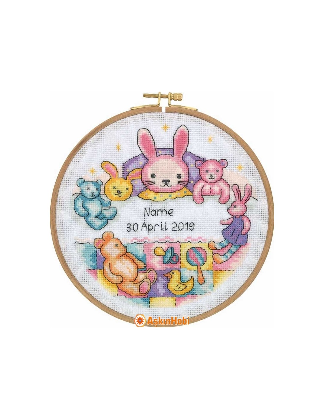 Cross Stitch Kit with Wooden Hoop