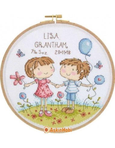 Sititch Kits, Tuva Cross Stitch Kit With Wooden Hoop Dcs02