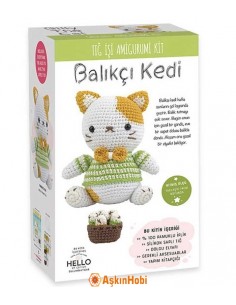 Tığ İşi Amigurumi Oyuncak Setleri Tiğ İşi Amigurumi Oyuncak Kiti Balıkçı Kedi SCF02