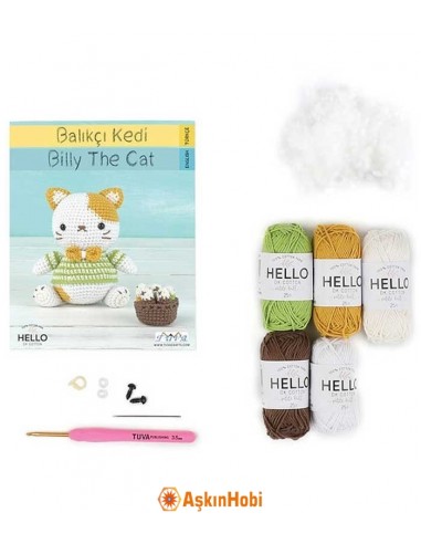 Crocheted Amigurumi Toys Crochet Work Amigurumi Toy Kit Fishing Cat SCF02