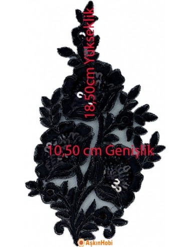 Dantel Ve Nakışlı Aplikeler Siyah Dantel Aplike 001 Aplike 001