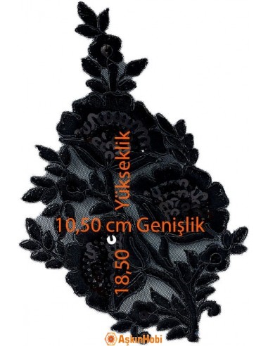 Dantel Ve Nakışlı Aplikeler Siyah Dantel Aplike 002 Aplike 002