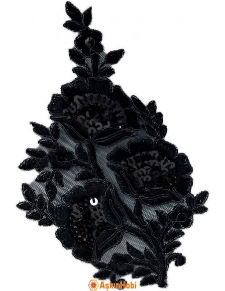 Dantel Ve Nakışlı Aplikeler Siyah Dantel Aplike 002 Aplike 002 Dantel Ve Nakışlı Aplikeler Siyah Dantel Aplike 002 Aplike 002
