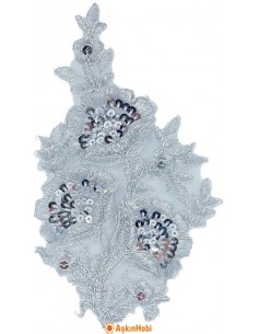 Dantel Ve Nakışlı Aplikeler Gümüş Dantel Aplike 003 Aplike 003