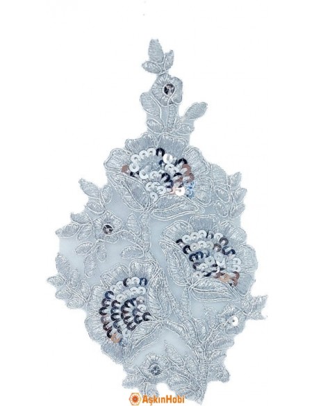 Dantel Ve Nakışlı Aplikeler Gümüş Dantel Aplike 004 Aplike 004