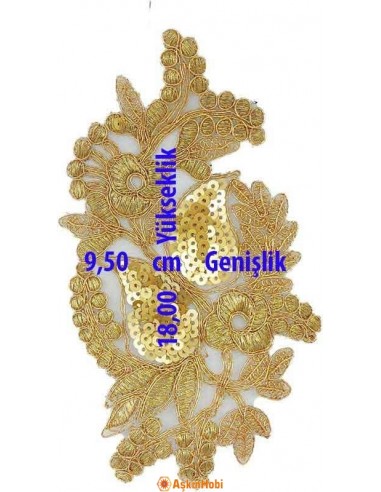Dantel Ve Nakışlı Aplikeler Sarı Dantel Aplike 009 Aplike 009